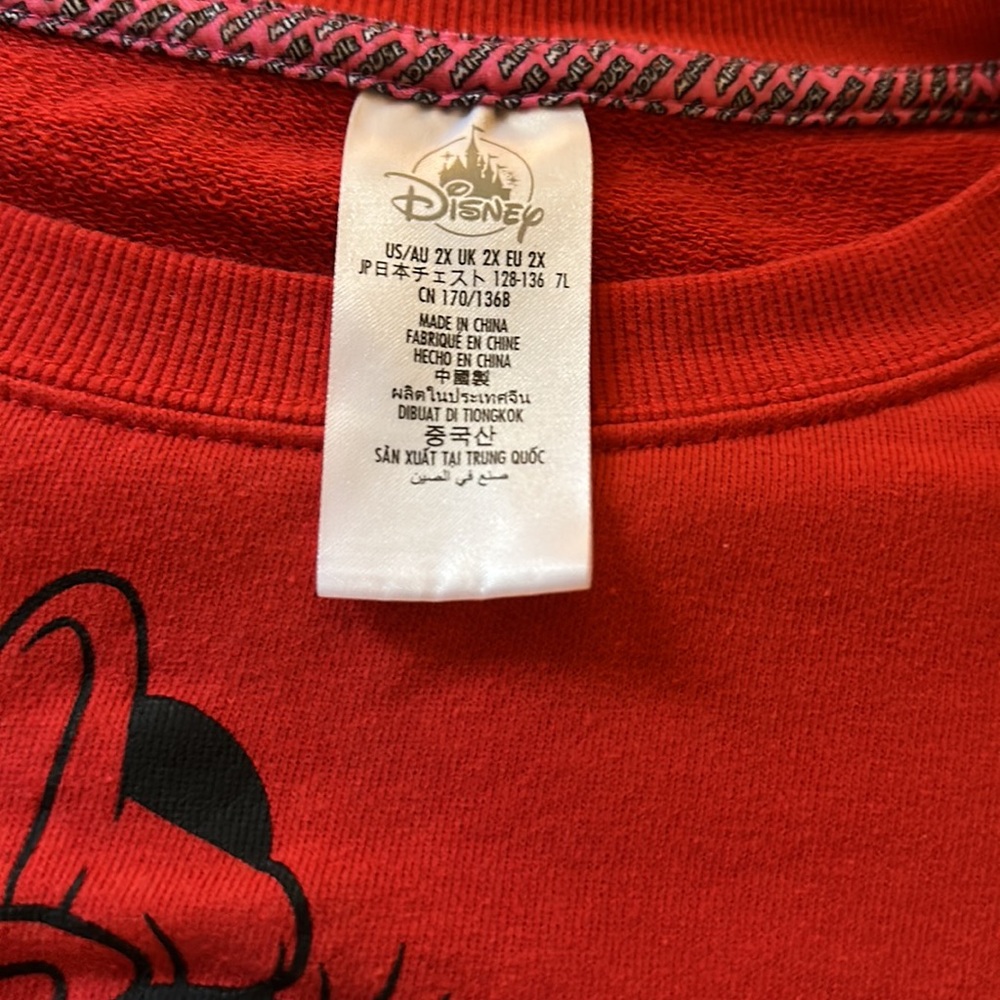 Minnie Mouse balloon sleeve oversize sweatshirt Disney Parks 2X rare rd & pink - Picture 9 of 10